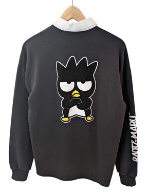 Sanrio x Forever 21 Badtz Maru Women's Long Sleeve Rugby Shirt Black Small